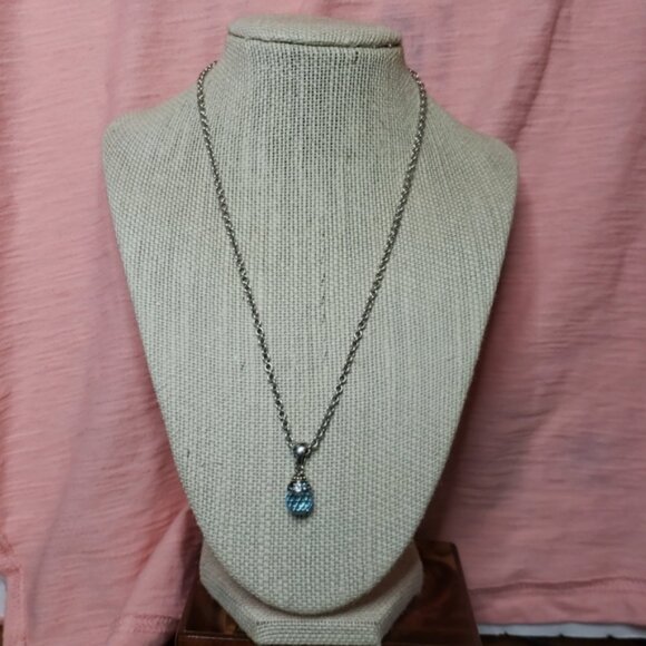 John Hardy Batu Kali 18K Gold & Silver Sea Coloney Blue Topaz Pendant on chain - Picture 1 of 11